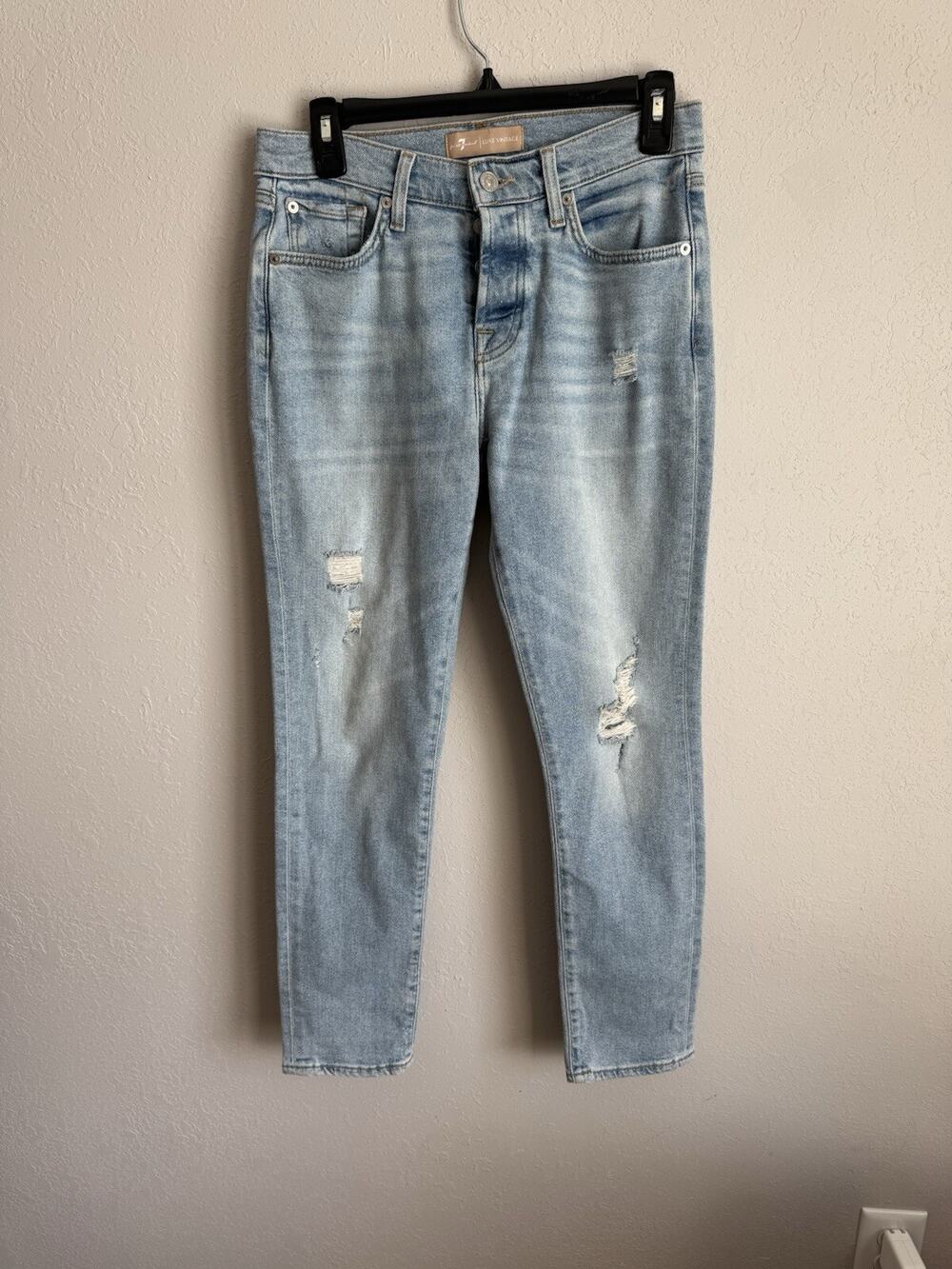 7 For All Mankind Josephina Light Wash Luxe Vintage Slim Skinny Jean Womens 25
